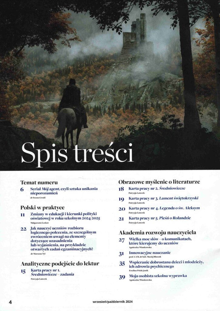 spis treści czasopisma Polonistyka nr 5/2024