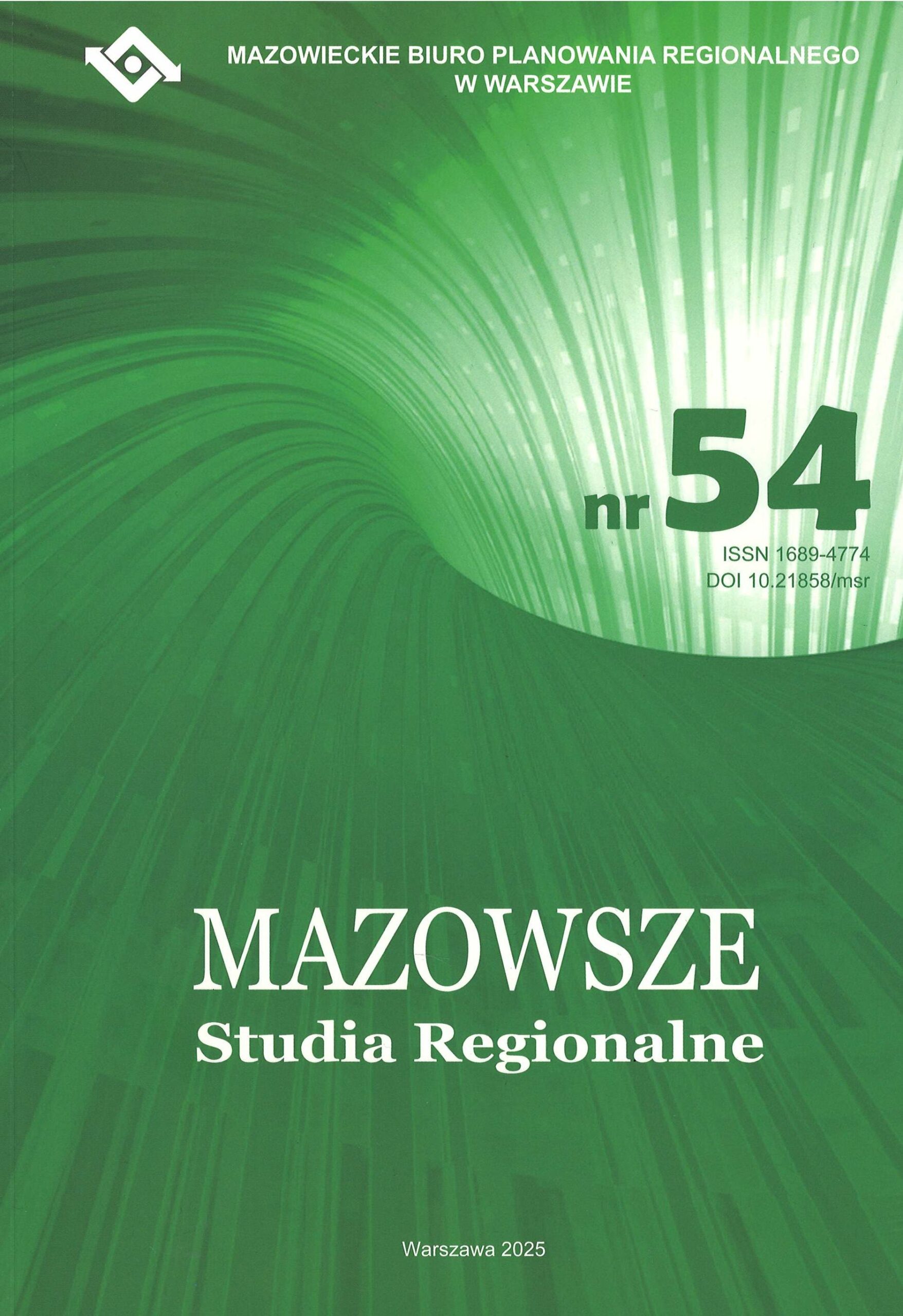 okładka czasopisma Mazowsze. Studia Regionalne 2025, nr 54