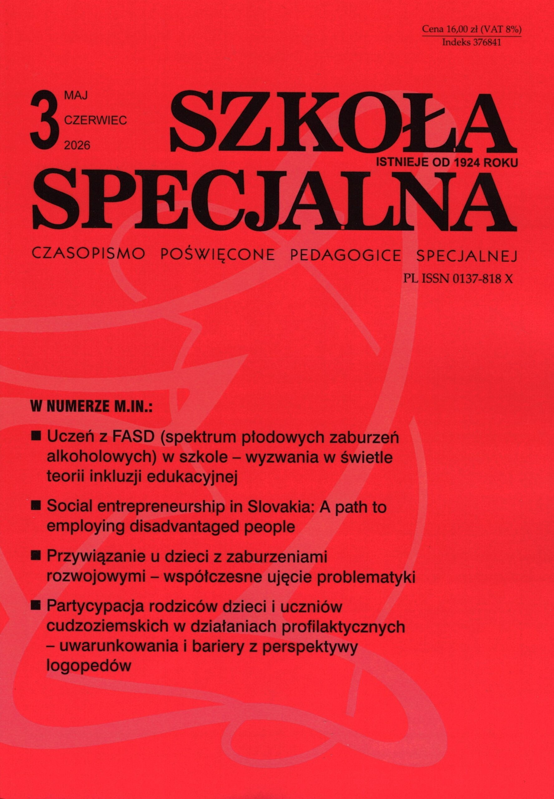 okładka czasopisma Szkoła Specjalna nr 3/2026